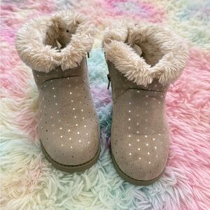 Cozy Tan Kids Boots with Faux Fur Lining